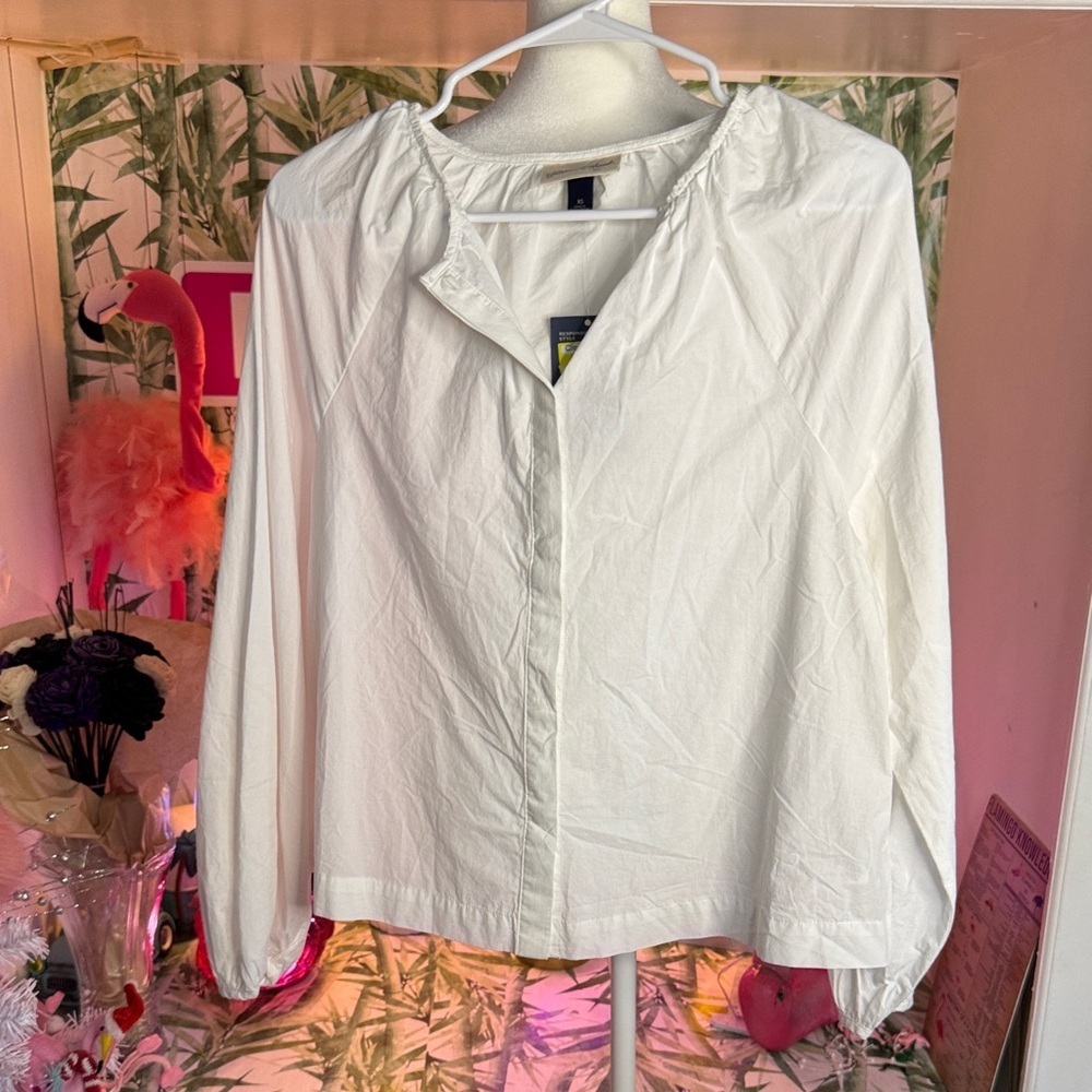 Universal Threads Crisp White Long Sleeve Blouse - Picture 1 of 3